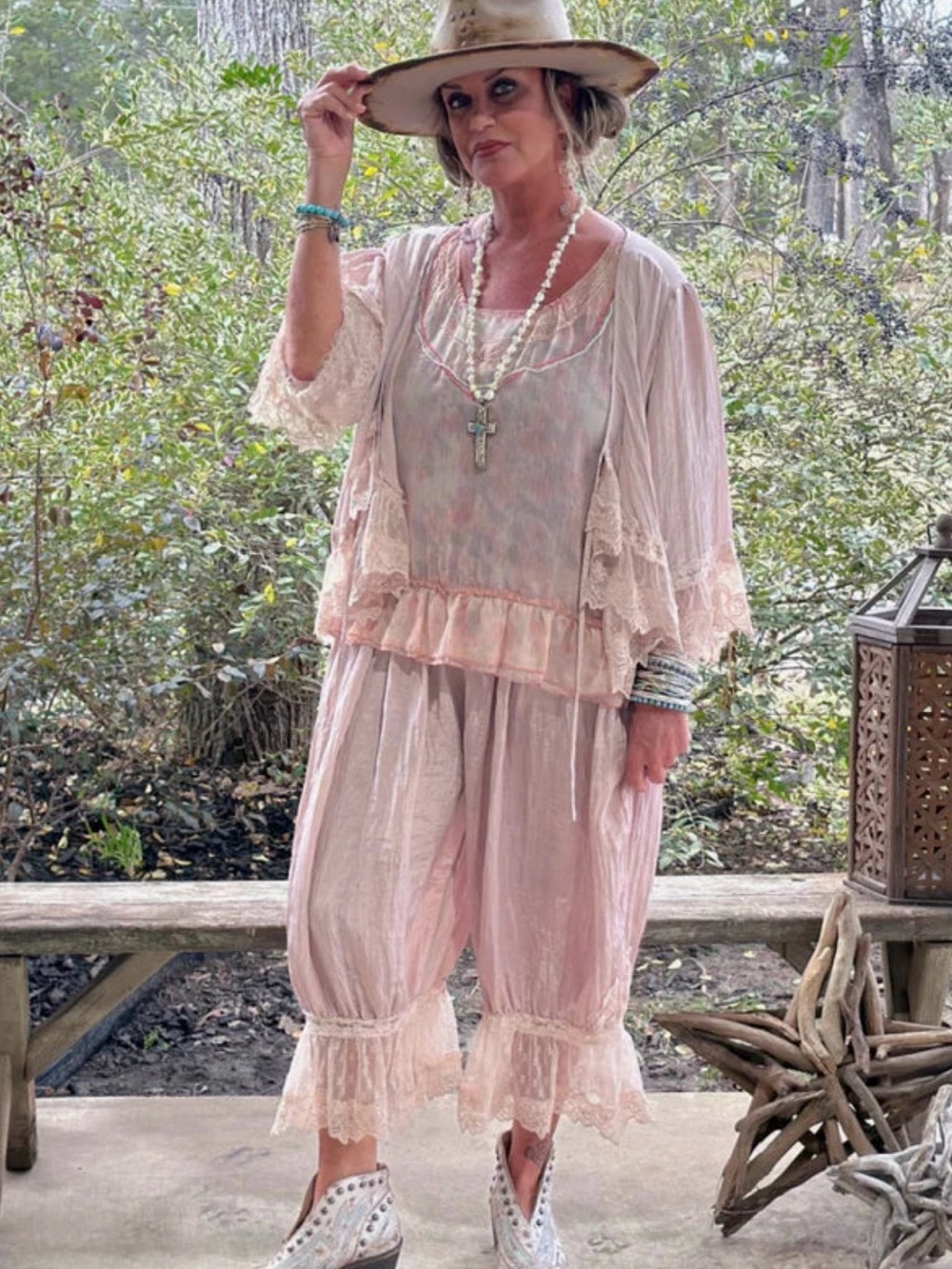 Jaded Gypsy Blush Alluring Romance jacket with lace trim & tie closure 0/S